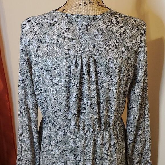 H&M green floral long sleeve dress size Medium - Picture 6 of 11